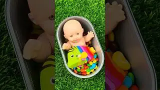 Full of 3 Rainbow BathTubs Candy with M&M's & Magic Slime Cutting Video
