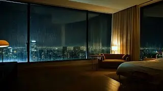 Deep Healing Sleep with Heavy Rain at Night | Relaxing City Rain Window Sounds