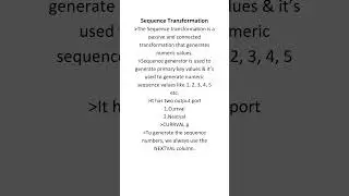 Sequence Transformation in informatica cloud 2025 #informaticaiics #etl #easy#interviewquestions