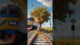 Big pigeon pours water on a plum tree drying up in the hot sun on the railway track 😭 #ai​ #pigeon​