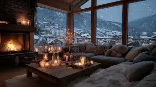 Serene Winter Night with Crackling Fireplace and Piano Ambience for Deep Sleep and Focus Relaxation