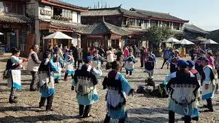 Nashi/Naxi Ethnicity Dancers in Lijiang, Yunnan Province, China.