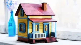 Miniature Wooden House Laser Cut File &ndash; DIY 3D Model, Cute Painted Village Digital Download |#593|