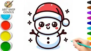 Милый рисунок снеговика для детей ❄️⛄ | Увлекательное рисование для раскрашивания