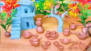 miniatuere kitchen tools #miniaturecookingset  #clay #diy #shorts