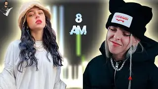 Nicki Nicole, Young Miko - 8 AM | Instrumental Piano Tutorial / Partitura / Karaoke / MIDI