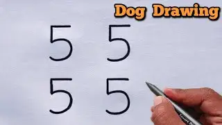 🎨 Amazing Dog Drawing from 5555 Number | Easy & Unique Art Idea
