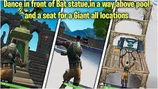 Dance in front of bat statue in a way above ground pool and on a seat for giants ( All locations)