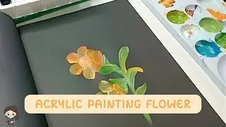 Beautiful Orange Flower Painting 🌸 | Acrylic Painting Tutorial on Black Background