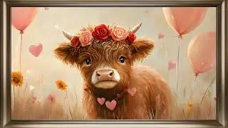 Adorable Highland Calf Frame TV Art | Valentine's Day Screensaver Background For Your TV🌹🐂