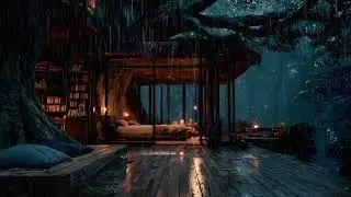 Intense Night Thunderstorm ⛈️ Dark Rain Sleep Ambience | Fall Asleep Fast