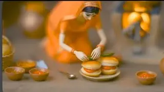 Miniature Doll Woman Making Vada Pav | Miniature Vada Pav Cooking | 