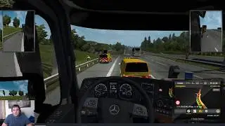 Simon playing Euro Truck Simulator 2