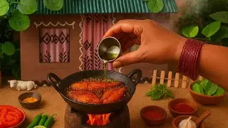 Mini Fish Fry Recipe  Miniature Village Cooking  Traditional Fish Fry in Mini Chula