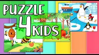 Table puzzle for kids - honey bee, squirrel and penguin