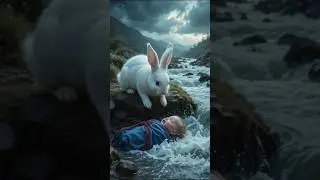 Brave Rabbit Saves Drowning Baby 🐰 #RabbitRescue #CuteAnimals #AnimalRescue