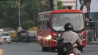 MANINAGAR Ahmedabad: AMTS bus NEAR JAIN DERASAR