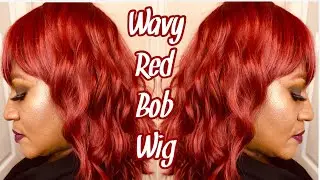 🔥 Ruby Red Bob Wig | Blunt Wavy affordable Amazon Synthetic wig from AISI Queen