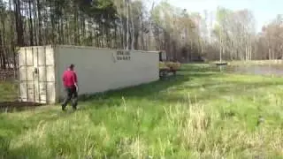 Pulling a 40' Sea container with the dozer
