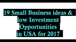 19 Small Business ideas & low Investment Opportunities in USA for 2017