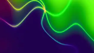 Vibrant neon curves flow across dark background, modern abstract light design
