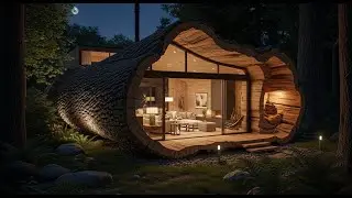 Tree Log House Shelter Build at Night | Off Grid Survival Hideout (ASMR)