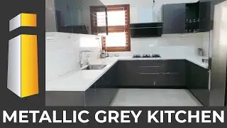 🆕simple Modular Kitchen Designs | Metallic Grey 👉 Small Kitchen Design Ideas | i Build Interiors