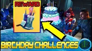 Dance in front of different Birthday Cakes - FORTNITE BIRTHDAY CHALLENGE