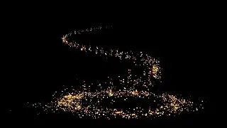 Gold Glitter Light Trail Spiral With Magic Swirl Path | 4K Black Background | Stock Footage