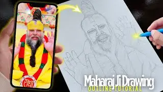 Premanand Ji Maharaj Drawing | Easy Grid Method Outline Tutorial | Artist Shourya