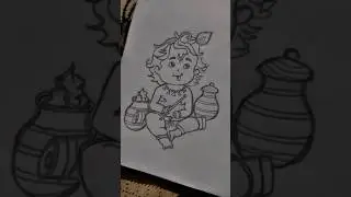 How to Draw Little Krishna😍#drawing #ytshorts #art #sketch #shortvideo #littlekrishna #shorts #how