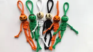 DIY Macrame skeleton Frankenstein & Jack-O&rsquo;-Lantern Ornaments 🎃 | Spooky Halloween Decor Tutorial