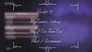 Cricket 19 : My Camera Settings . Why I Use Them And What I Recommend !!