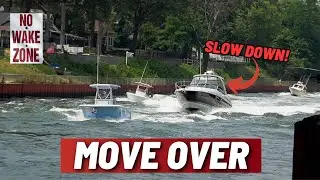 ENTITLED BOATER BLOWS PAST OTHER BOATS IN NO WAKE ZONE! Point Pleasant Canal, NJ