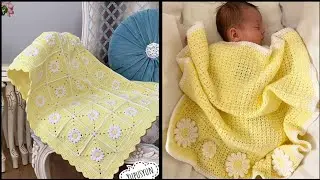 Crochet blanket baby girl 💕 trending video stylish pattern ❣️❤️