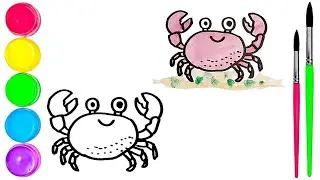 How To Draw  cute Crab Drawing, Painting & water Coloring For Kids and Toddlers_🌈🎨