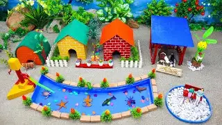 DIY making Diorama farmhouse for cow | Beautiful miniature video | Pond digging, hand Tubewell #25