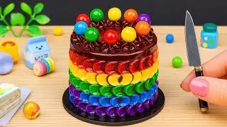 ASMR Miniature Cakes 🍬 Rainbow Chocolate Cake Covered 🎂 como fazer bolos em miniatura