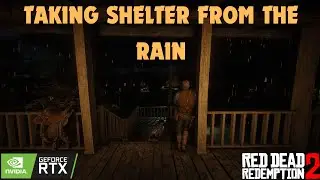 Relaxing under Shelter during heavy rains with Arthur and his Dog | Red Dead Redemption 2