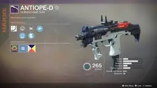 Destiny 2 Get Antiope Legendary Sub Machine Gun
