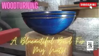 Woodturning - A Beech bowl stained blue with @SalisburyCrafts-au stain to put my nuts in!!
