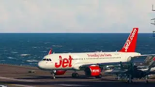 A320 Jet2 extreme takeoff at aircraft carrier George H.W Bush
