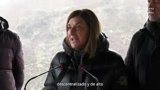 La presidenta Buruaga visita la nueva tirolina de Soba, que entrará en funcionamiento en primavera