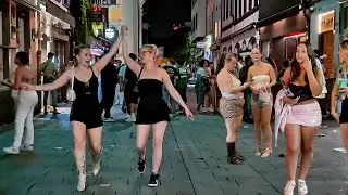 Nightlife, Germany 🇩🇪 | See what the German girls do before midnight at the disco in D&uuml;sseldorf 4K 
