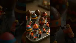 🤖 Tiny AI Chef Makes a Yummy Easter Egg! 🍬🐰 #food #aiworker