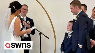 Heart-warming moment US bride makes vows to new stepson at her wedding | SWNS