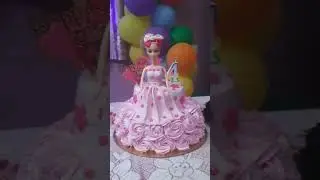 Barbie cake# strawberry cake# Doll cake# two tier cake design#