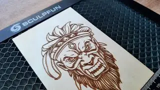 Evil African Warrior Engraved in Wood / Laser Engraving