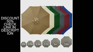 6/8 Rib Polyester Sunshade Cloth Outdoor Patio Umbrella Surface Replacement Cloth Rainproof Sunshade