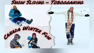 Snow Slide Adventure | Tobogganing at Centennial Park |Winter activities in Canada #snowfall #winter
